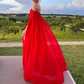 Evening Dresses Off Shoulder Long A Line Prom Dress Elegant Chiffon Formal Party Dress with Train      S5390