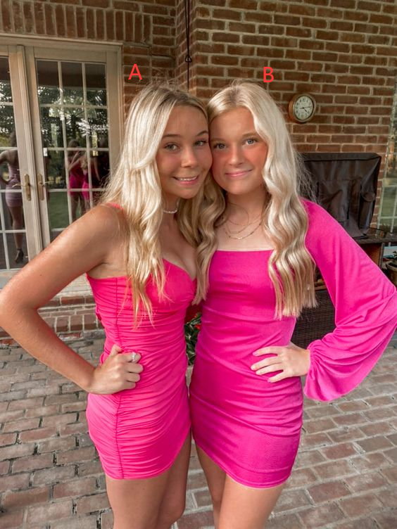 Pink Short Prom Dress, Pink Homecoming Dress      S3574