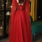 Luxury Charming Wine Red Lace V-neck Prom Party Evening Dress    S3593