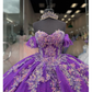 Purple Quinceanera Dresses Applique Flower Corset Graduation Gown        S3707