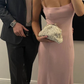 Simple Pink Spaghetti Straps Prom Dress,Pink Evening Dress        S5254