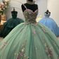 Floral Embroidered 3D Flowers Quinceanera Gown  for Girls      S5093
