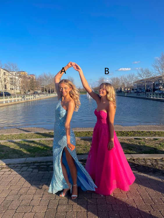 pink and blue prom dresses       S3806