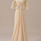 Ruffles Chiffon Long Mother of the Bride Dress with Lace Cape       S3687