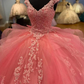 Charming Quinceanera Dresses Ball Gowns Appliques Beading Sequined Ruffles Tulle Tiered For Sweet Girl     S4973