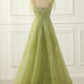 Light Green Tulle A-Line Prom Dress With Beading     S5097