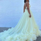 A-Line Yellow Sweetheart Corset Ruffle Prom Dress     S5267