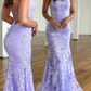 Lavender Applique Prom Dresses 2023 Luxury Gowns Mermaid Formal Occasion Dresses Elegant Party Dresses       S3543