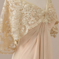 Ruffles Chiffon Long Mother of the Bride Dress with Lace Cape       S3687