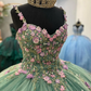 Floral Embroidered 3D Flowers Quinceanera Gown  for Girls      S5093