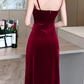 Designed pleated velvet dress for women   S5064
