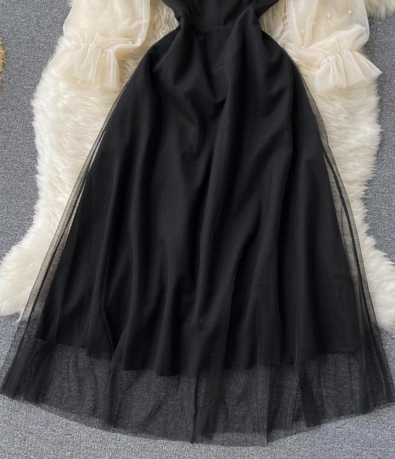 Black A Line Tulle Short Dress Fashion Dress    S4951