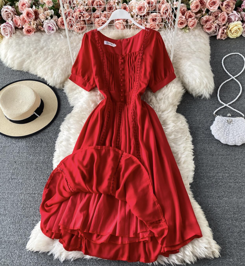 Cute Chiffon Lace Dress A Line Dress     S4450