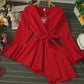 Stylish v-neck irregular top long sleeve flared top     S2533