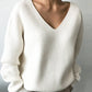 Simple v neck neck sweater long sleeve sweater      S2512