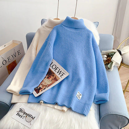 Candy color turtleneck sweater sweater sweater top      S2541
