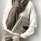 Simple v neck neck sweater long sleeve sweater      S2512