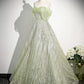 Green Tulle Sequins Long Prom Dress, Beautiful Off the Shoulder Party Dress         S7191