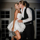 Elegant Satin Pleated Mini A-Line Cocktail Wedding Dress for Special Occasions   S7086