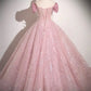 Light Blue Tulle Sequins Long Prom Dress, Lovely A-Line Evening Party Dress        S7193