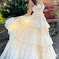 Pink V-Neck Tulle Long Ball Gown      S1373