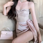 Thousand gold feeling lace suspender dress 2025 pure desire style hip-wrapped ribbon skirt R1261