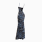 Sexy hot girl lace suspender dress 2025 leopard print waist hip fishtail skirt R1198
