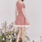 Summer off-shoulder red plaid dress with lace-up waist princess dress R4539