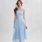 French suspender skirt blue dress sweet style long skirt R2693