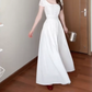 Elegant and decent skirt, gentle style, beautiful waist A-line white dress R0717