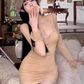 Pure desire design lace hollow dress 2025 plus size hot girl mesh hip skirt R1409