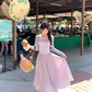 Purple one-shoulder waist suspender dress summer French style slim fit temperament skirt R4863