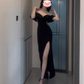 Little black dress, elegant high-end evening dress, high-end hip-wrapped tube top dress R0468