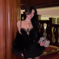Pure desire hot girl velvet strap fishbone tube top 2025 sexy hip skirt suit R1367