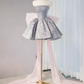 Gray tube top slim waist large swing skirt puffy skirt homecoming dress R4162