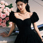Black slim waist A-line mini skirt homecoming dress R3583