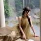 New Chinese style temperament holiday beach long skirt mesh tie-dye fake two-piece dress R1698