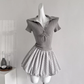 Ballet style French dress 2025 new knitted patchwork short skirt puffy skirt R2050