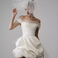French White Satin One Shoulder Evening Gown Homecoming Dress R2978