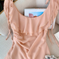 French ruffled large U-neck dress for women new style pleated gentle style short A-line skirt R4032