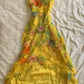 Bright yellow retro pattern waist slim fit sexy long skirt homecoming dress R2721
