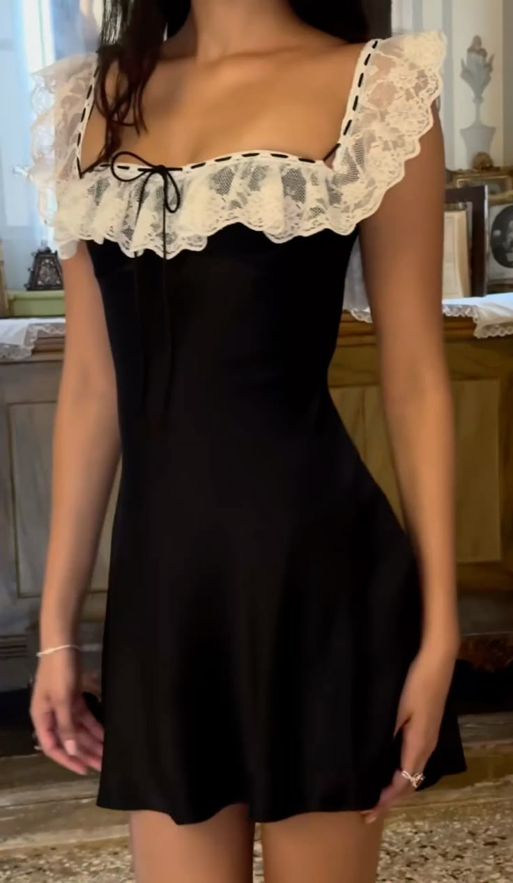 Black lace sexy waist A-line skirt homecoming dress R2744