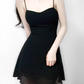 2025 summer new sexy petite pure black slim short suspender dress R0946
