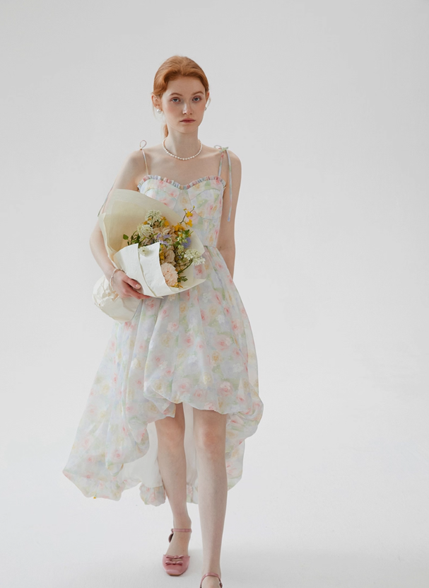 French tea break flower dress holiday floral dress suspender bud dress female summer new style R3488