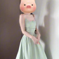 Women's mint green suspender dress holiday style waist backless temperament long dress R0465