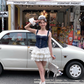 Short white high waist A-line cake skirt for women summer tall and slim skirt R4867