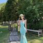 Beautiful step by step lotus fishtail dress sexy temperament holiday show figure suspender skirt R1568