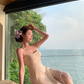 Gentle style suspender dress 2025 new style waist temperament long skirt R0591