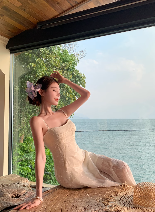 Gentle style suspender dress 2025 new style waist temperament long skirt R0591