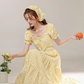 Cute sweet yellow polka dot dress summer seaside holiday long dress R1911